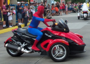 Marvel Parade in front of the Spiderman Ride at Islands of Adventure in Orlando