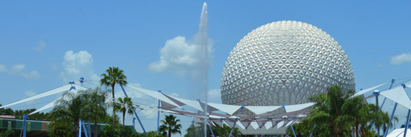 View of Epcot Ball and fountain Wide