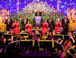 View of the Orchestra and Choir at the Epcot Christmas Candlelight Processional