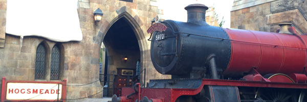 Hogwarts Express as you enter Hogsmeade at the Islands of Adventure in Universal Orlando