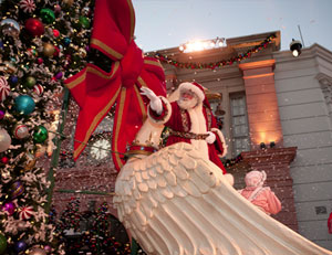 View of Santa in his Sleigh during the Macy's Parade at Universal Studios in Orlando Fl